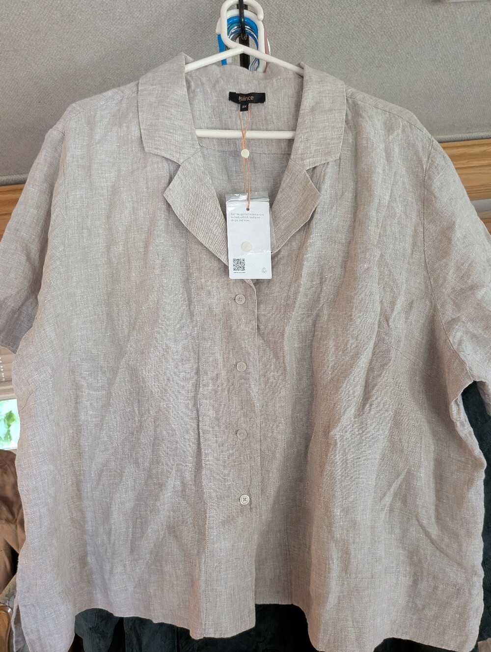 Quince Light Beige Linen Button-Down Shirt